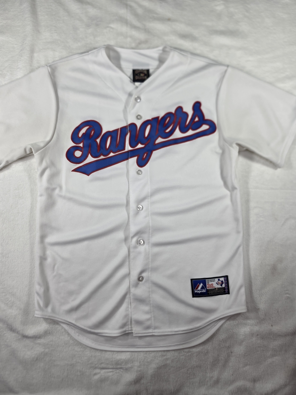 Majestic Cooperstown Texas Rangers Mens M White Baseball Jersey Made USA
